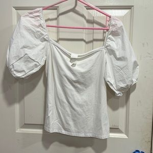 H&M White Top with Puffy Sleeves